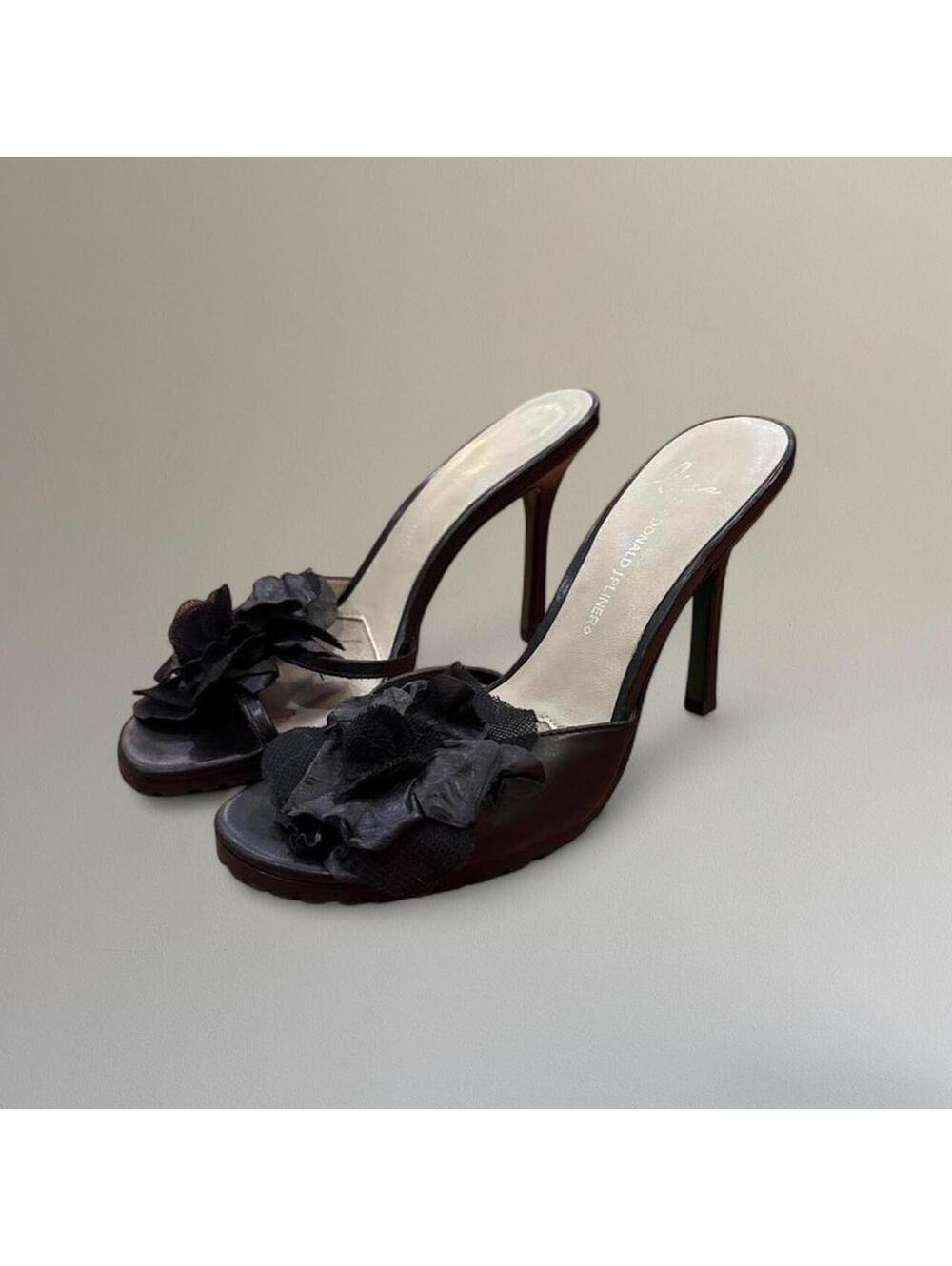 Strappy high heeled sandal mules from Lisa by Donald J. Pliner.